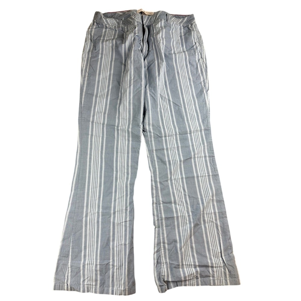 Vintage Tommy Hilfiger Jeans Striped Pants Women Size 14 Blue 100% Cotton